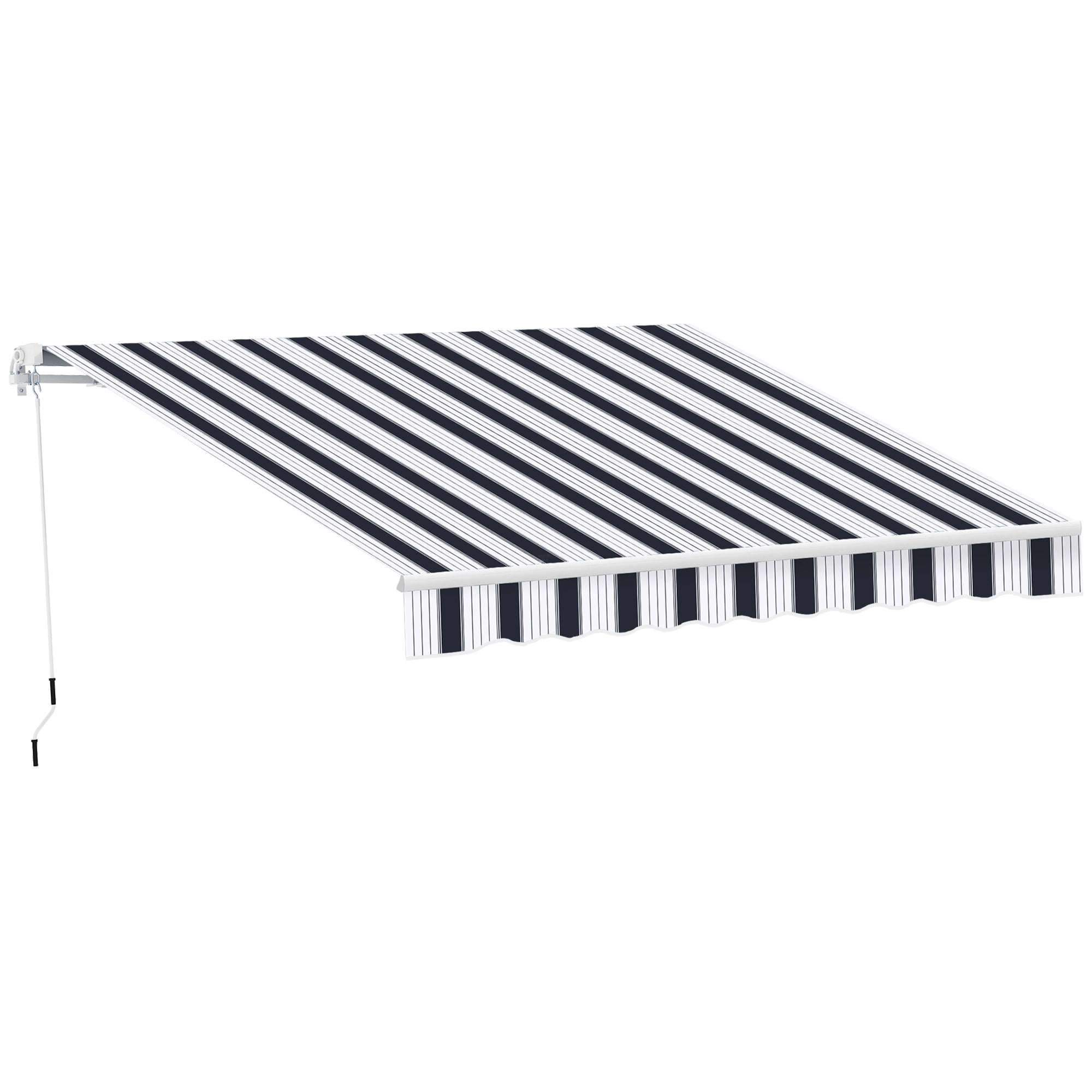 Retractable Awning 2.5x2m with Manual Crank, Outdoor Sunshade Awning in Aluminum and Polyester Fabric, 280 g/m², UV50+, Blue and White