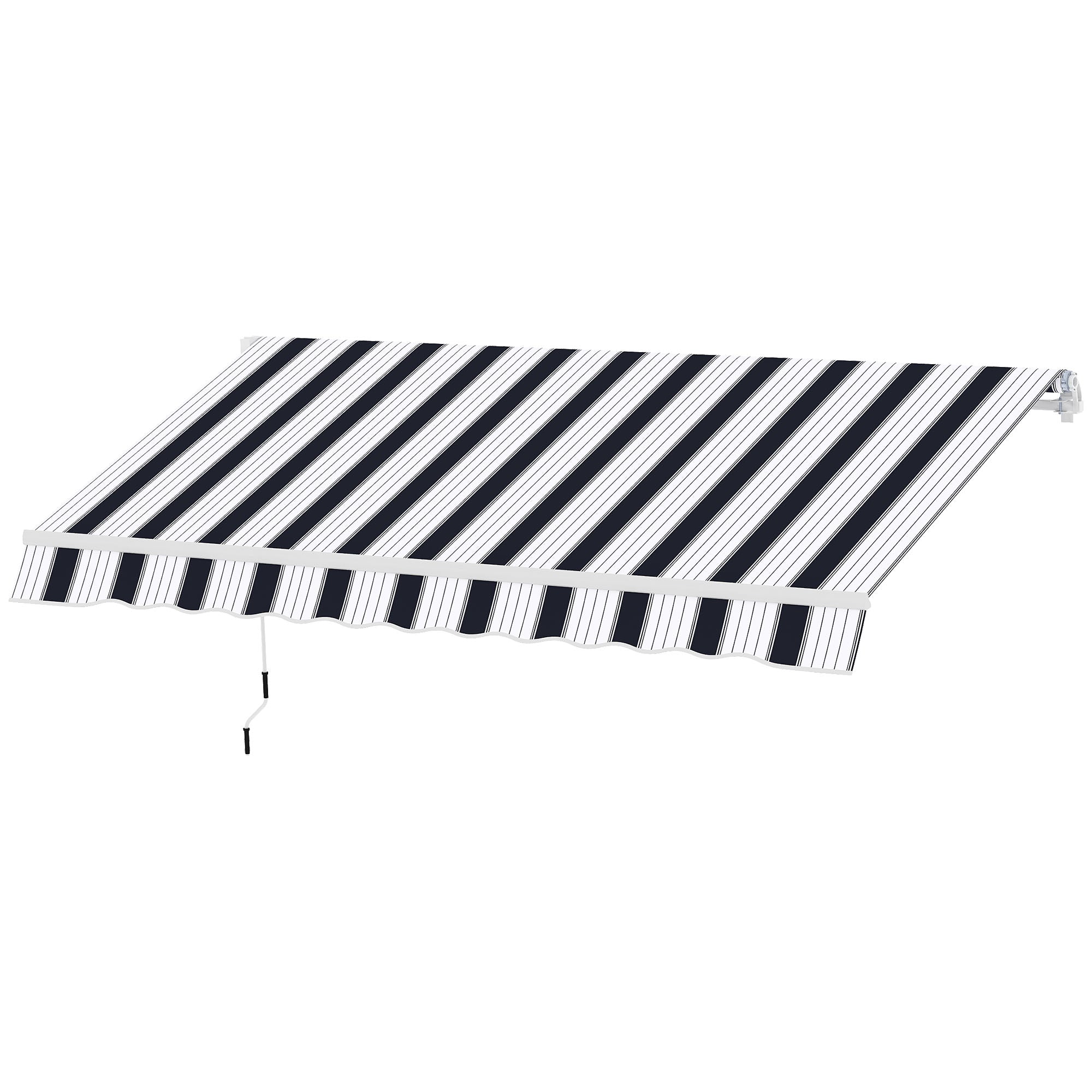 Retractable Awning 2.5x2m with Manual Crank, Outdoor Sunshade Awning in Aluminum and Polyester Fabric, 280 g/m², UV50+, Blue and White