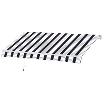 Retractable Awning 2.5x2m with Manual Crank, Outdoor Sunshade Awning in Aluminum and Polyester Fabric, 280 g/m², UV50+, Blue and White