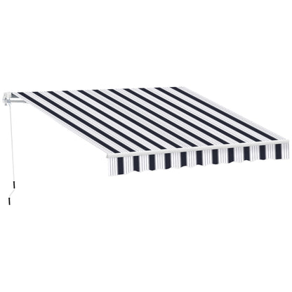 Retractable Awning 2.5x2m with Manual Crank, Outdoor Sunshade Awning in Aluminum and Polyester Fabric, 280 g/m², UV50+, Blue and White