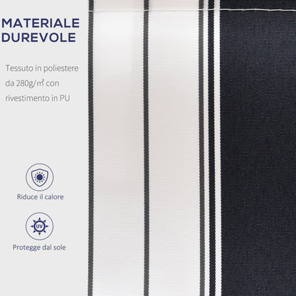 Retractable Awning 2.5x2m with Manual Crank, Outdoor Sunshade Awning in Aluminum and Polyester Fabric, 280 g/m², UV50+, Blue and White