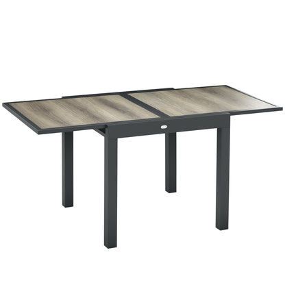 Garden Table, Dining Table for Garden with Extendable Tabletop, Terrace Table with Wood Effect, Balcony Table made of Aluminum, Beige+Gray, 160 x 80 x 75cm