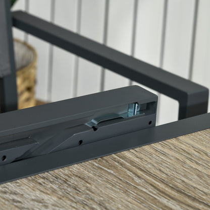 Garden Table, Dining Table for Garden with Extendable Tabletop, Terrace Table with Wood Effect, Balcony Table made of Aluminum, Beige+Gray, 160 x 80 x 75cm