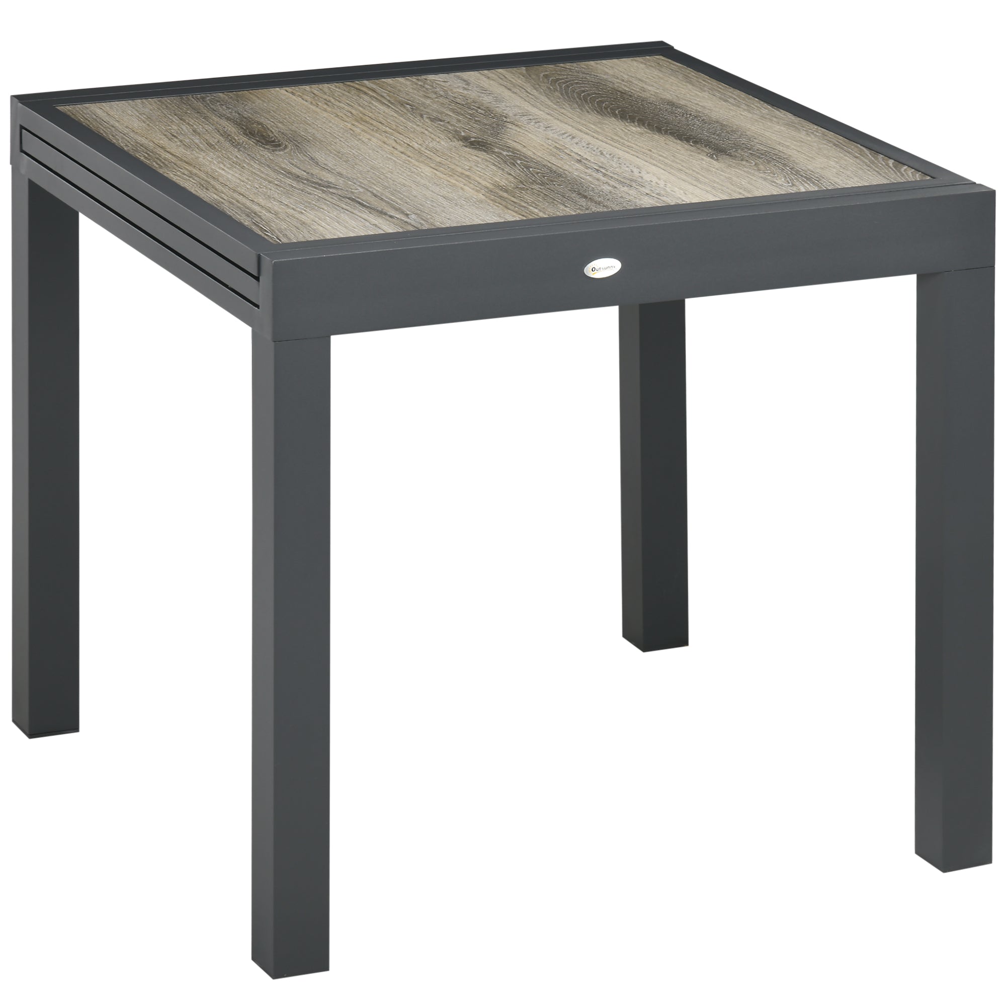 Garden Table, Dining Table for Garden with Extendable Tabletop, Terrace Table with Wood Effect, Balcony Table made of Aluminum, Beige+Gray, 160 x 80 x 75cm