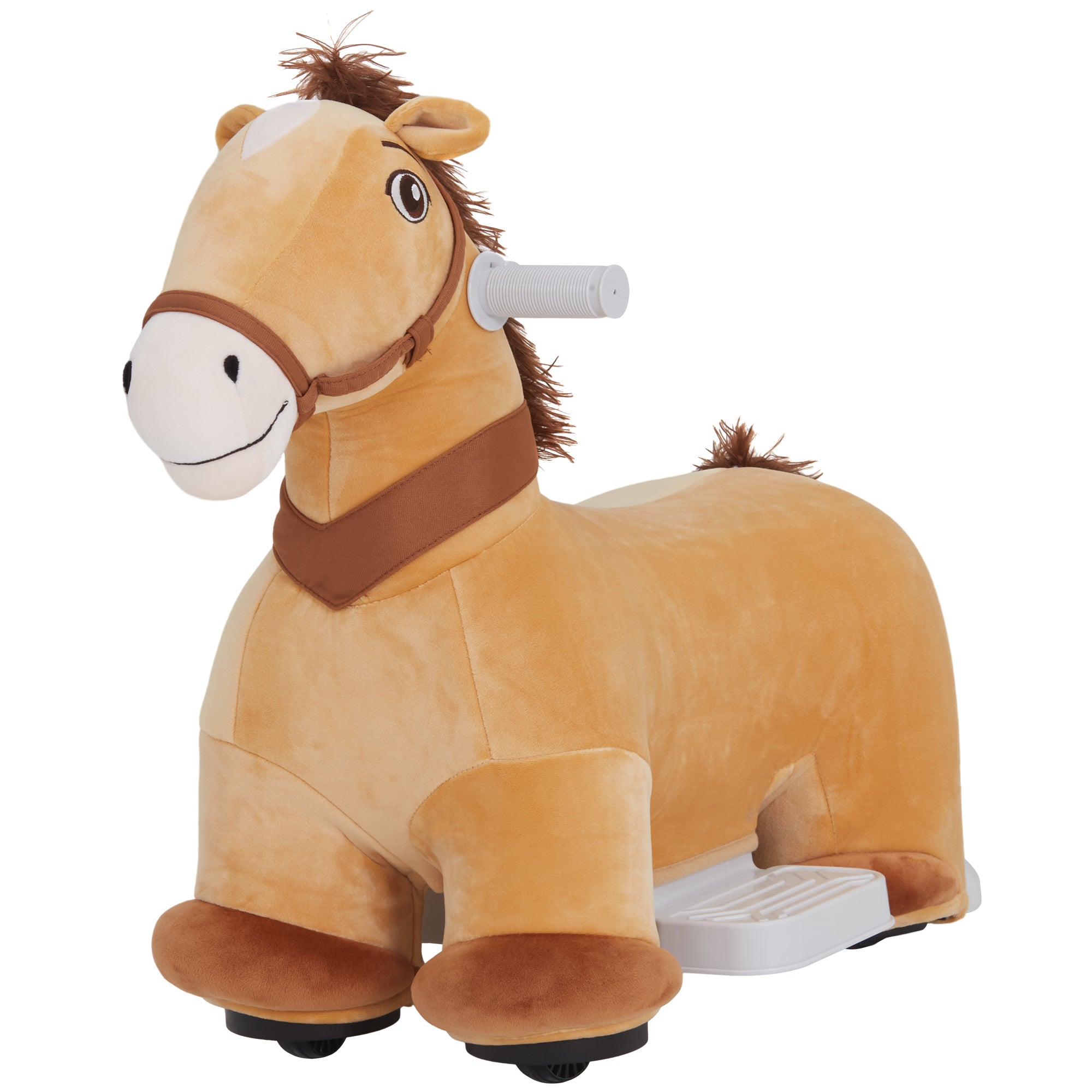 6V Kids Electric Horse Shaped Car, 2 km/h Children's Vehicle with Music, Ride-On Toy with Foot Pedal, Electric Horse for Kids 1.5-3 Years, Brown