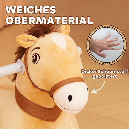 6V Kids Electric Horse Shaped Car, 2 km/h Children's Vehicle with Music, Ride-On Toy with Foot Pedal, Electric Horse for Kids 1.5-3 Years, Brown