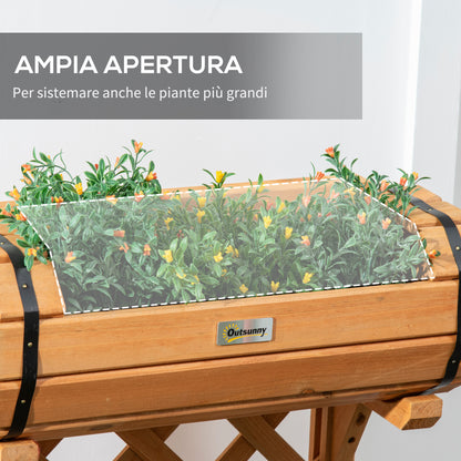 Half Barrel Brown Planter Box made of Pine Wood with Trellis for Climbing Plants, 45x35x112 cm