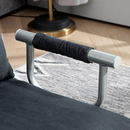 Sofa Bed with Adjustable Backrest, Throw Pillows, Sofa with Sleep Function, Velvet Look, Armrest, Guest Bed, Foldable Chair for Living Room, Bedroom, Black