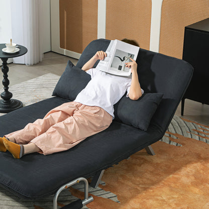 Sofa Bed with Adjustable Backrest, Throw Pillows, Sofa with Sleep Function, Velvet Look, Armrest, Guest Bed, Foldable Chair for Living Room, Bedroom, Black