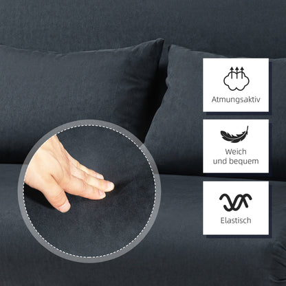 Sofa Bed with Adjustable Backrest, Throw Pillows, Sofa with Sleep Function, Velvet Look, Armrest, Guest Bed, Foldable Chair for Living Room, Bedroom, Black