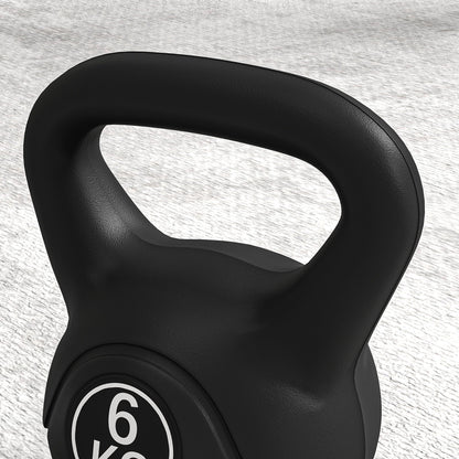 6 kg Kettlebell Fitness Russian Weight Filled with Sand with Wide Non-Slip Handle for Home and Gym Workouts 20x13x22 cm Black