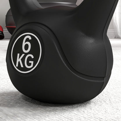 6 kg Kettlebell Fitness Russian Weight Filled with Sand with Wide Non-Slip Handle for Home and Gym Workouts 20x13x22 cm Black