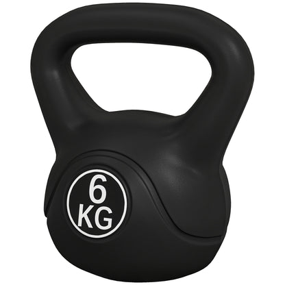 6 kg Kettlebell Fitness Russian Weight Filled with Sand with Wide Non-Slip Handle for Home and Gym Workouts 20x13x22 cm Black