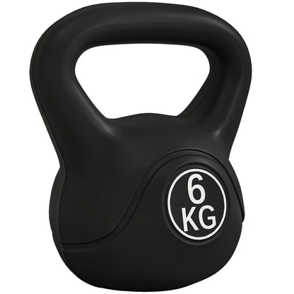 6 kg Kettlebell Fitness Russian Weight Filled with Sand with Wide Non-Slip Handle for Home and Gym Workouts 20x13x22 cm Black