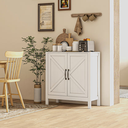 Modern Living Room Sideboard with Adjustable Shelf and Anti-Tip Design for Kitchen Dining Room Bedroom Hallway 80x35x85 cm White
