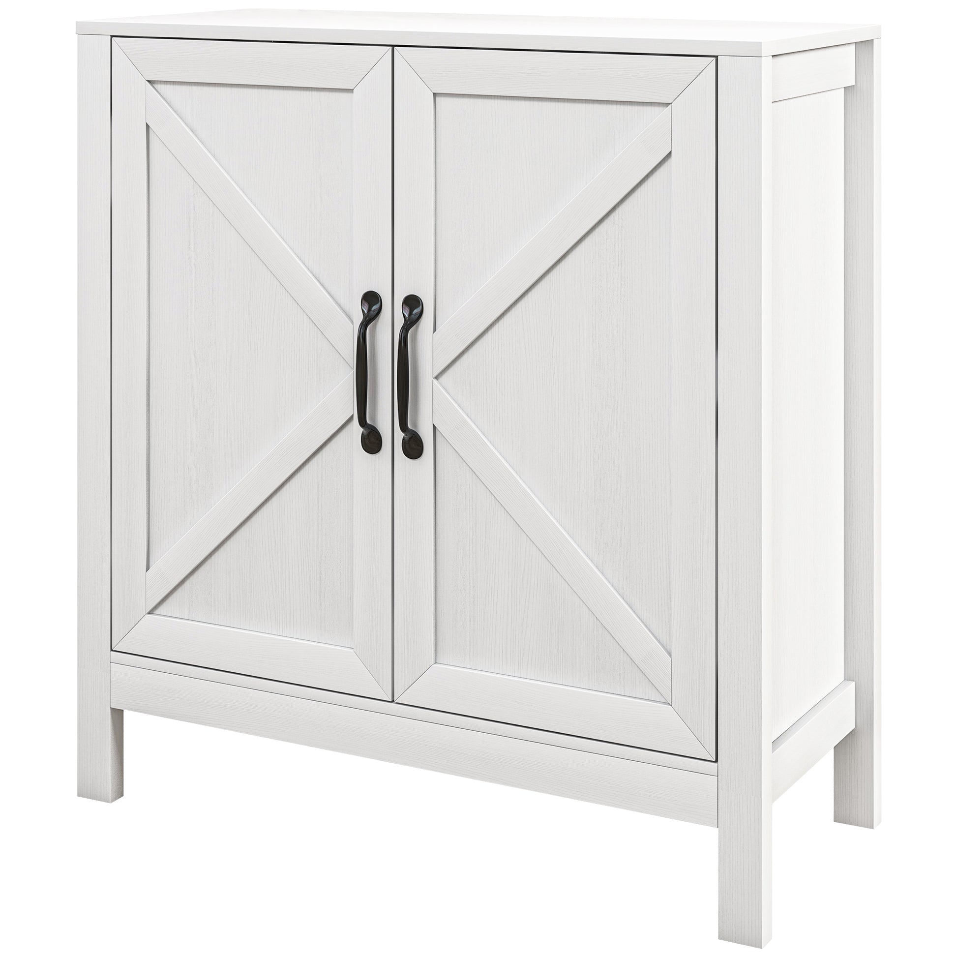 Modern Living Room Sideboard with Adjustable Shelf and Anti-Tip Design for Kitchen Dining Room Bedroom Hallway 80x35x85 cm White