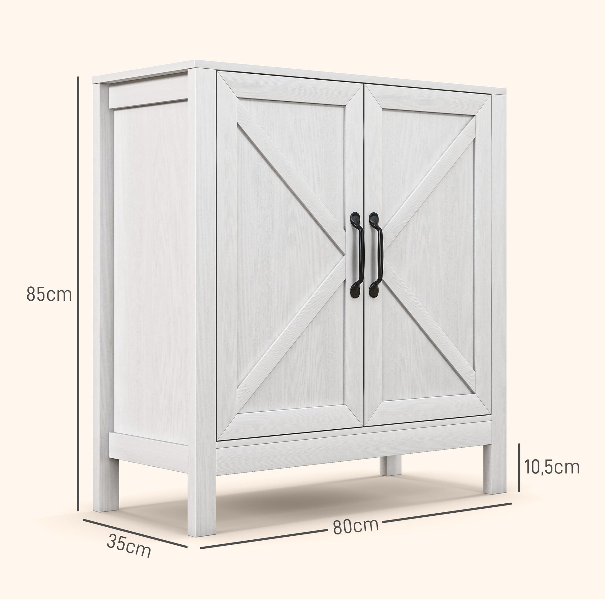 Modern Living Room Sideboard with Adjustable Shelf and Anti-Tip Design for Kitchen Dining Room Bedroom Hallway 80x35x85 cm White