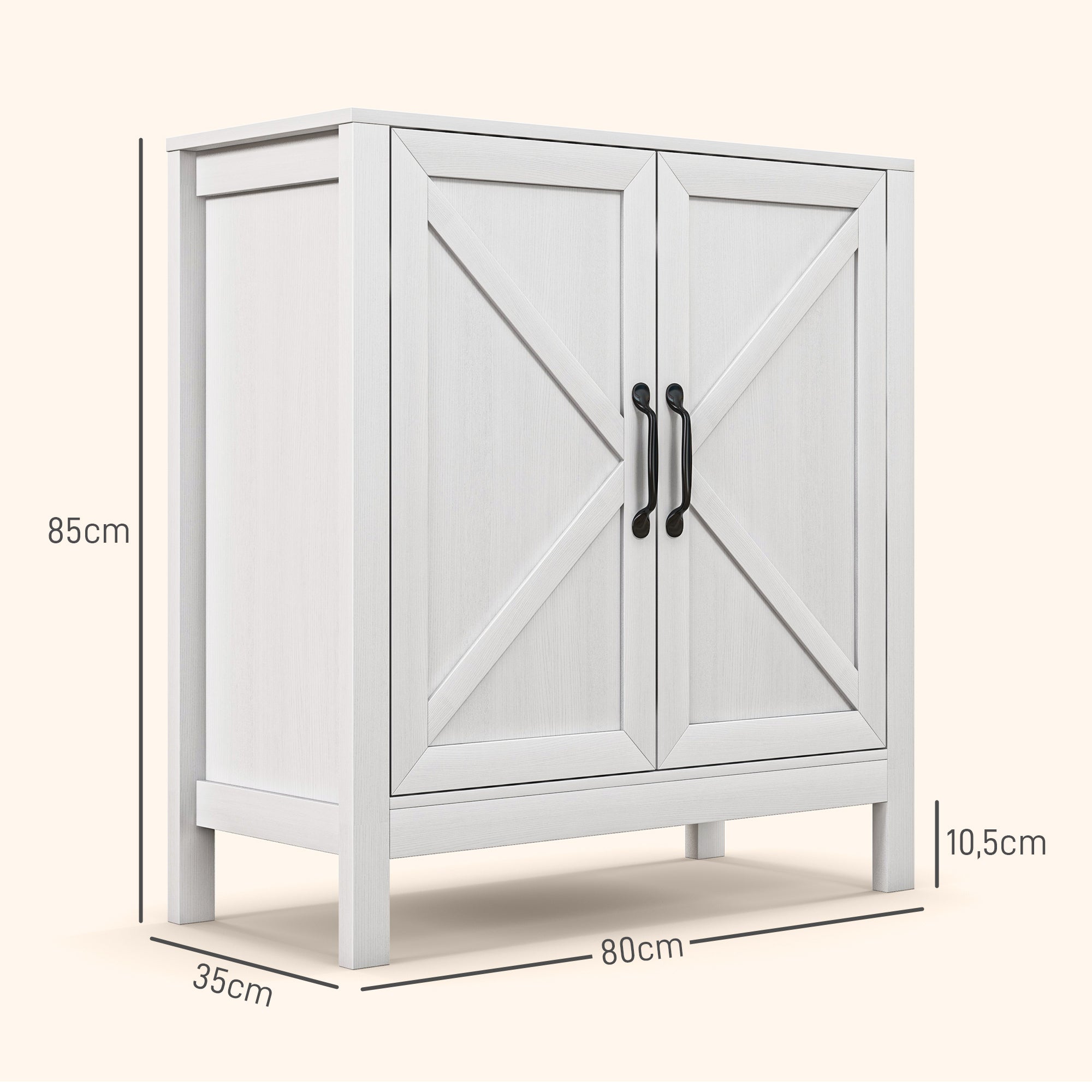 Modern Living Room Sideboard with Adjustable Shelf and Anti-Tip Design for Kitchen Dining Room Bedroom Hallway 80x35x85 cm White