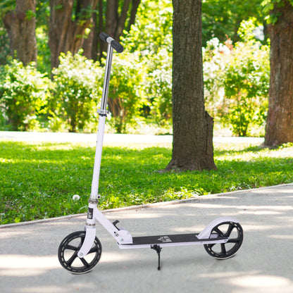 Folding Scooter for Kids 7-14 Years Adjustable Height Handlebar 4 Levels with Brake 88x37x100 cm White