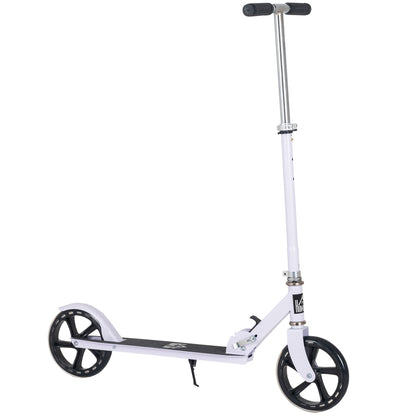Folding Scooter for Kids 7-14 Years Adjustable Height Handlebar 4 Levels with Brake 88x37x100 cm White
