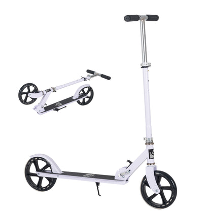 Folding Scooter for Kids 7-14 Years Adjustable Height Handlebar 4 Levels with Brake 88x37x100 cm White