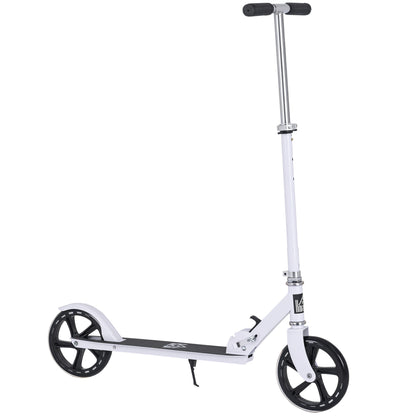 Folding Scooter for Kids 7-14 Years Adjustable Height Handlebar 4 Levels with Brake 88x37x100 cm White