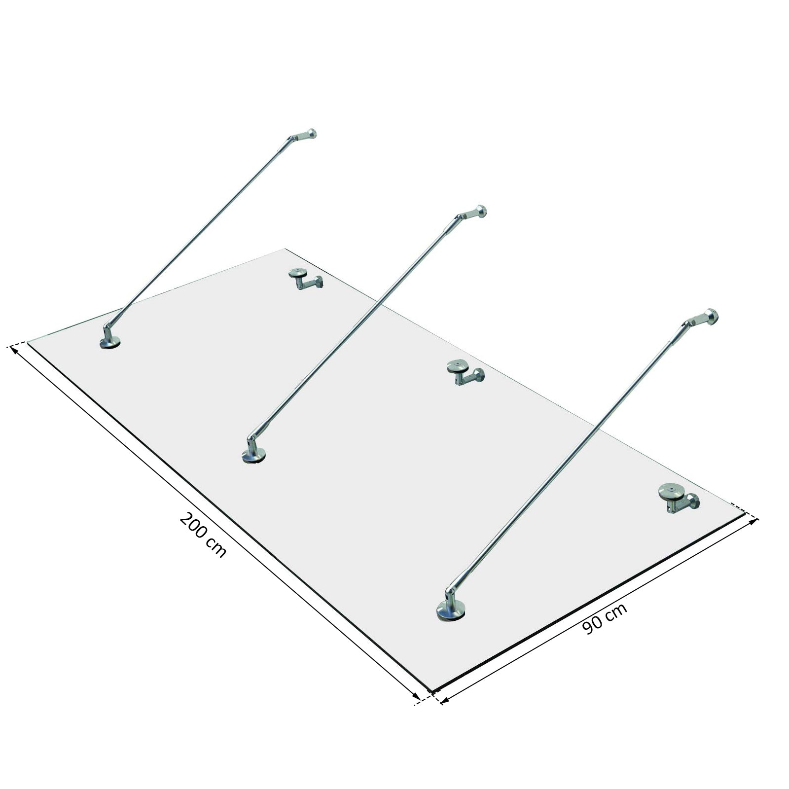 Canopy Glass Canopy Door Canopy Tempered Glass (ESG) Stainless Steel Clear Glass 200x90cm