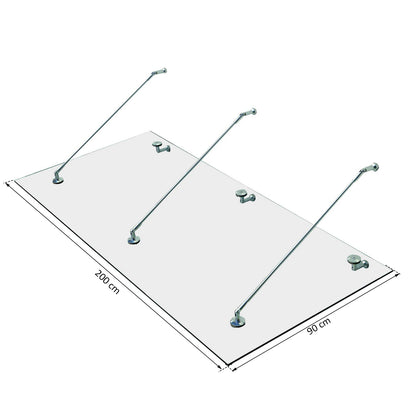 Canopy Glass Canopy Door Canopy Tempered Glass (ESG) Stainless Steel Clear Glass 200x90cm