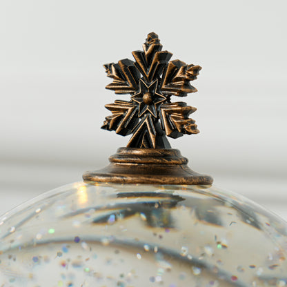 Christmas Snow Globe with Music and Lights Snow Globe with Santa Claus and Child Scene for Christmas Decoration Holiday Gift Bronze