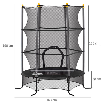 Kids Trampoline Ø163x190 cm Children's Trampoline for +3 Years with Safety Net and Steel Frame 50 kg Weight Capacity for Indoor and Outdoor Use Black