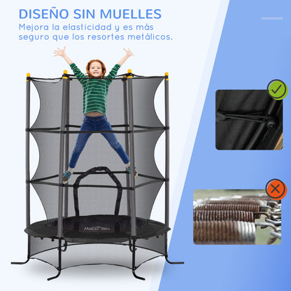 Kids Trampoline Ø163x190 cm Children's Trampoline for +3 Years with Safety Net and Steel Frame 50 kg Weight Capacity for Indoor and Outdoor Use Black