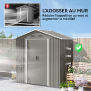 1.8m² Metal Garden Shed, Metal Tool Shed, 194 x 110 x 184 cm, Large Outdoor Storage Space with Sliding Doors and 4 Vents, Gray
