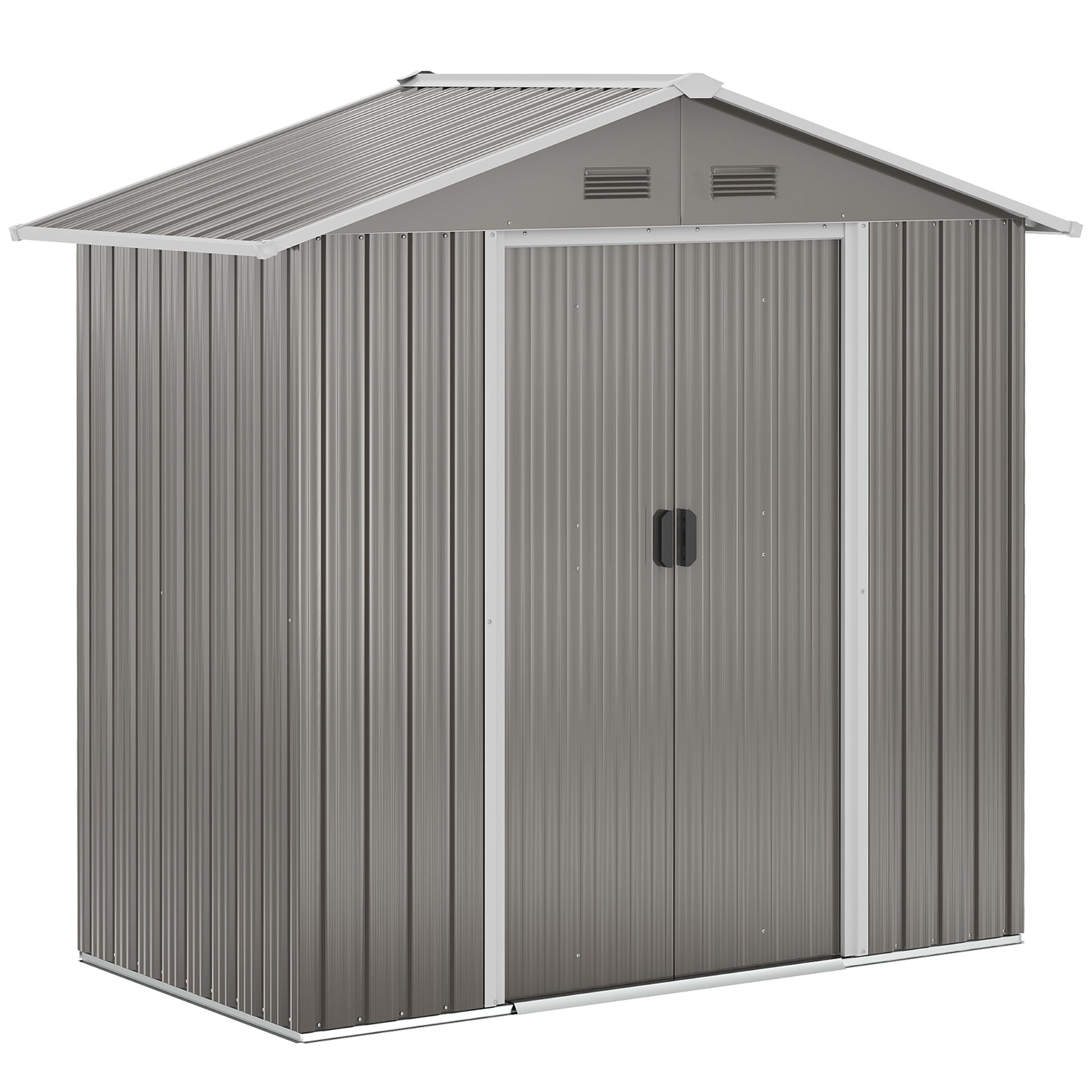 1.8m² Metal Garden Shed, Metal Tool Shed, 194 x 110 x 184 cm, Large Outdoor Storage Space with Sliding Doors and 4 Vents, Gray