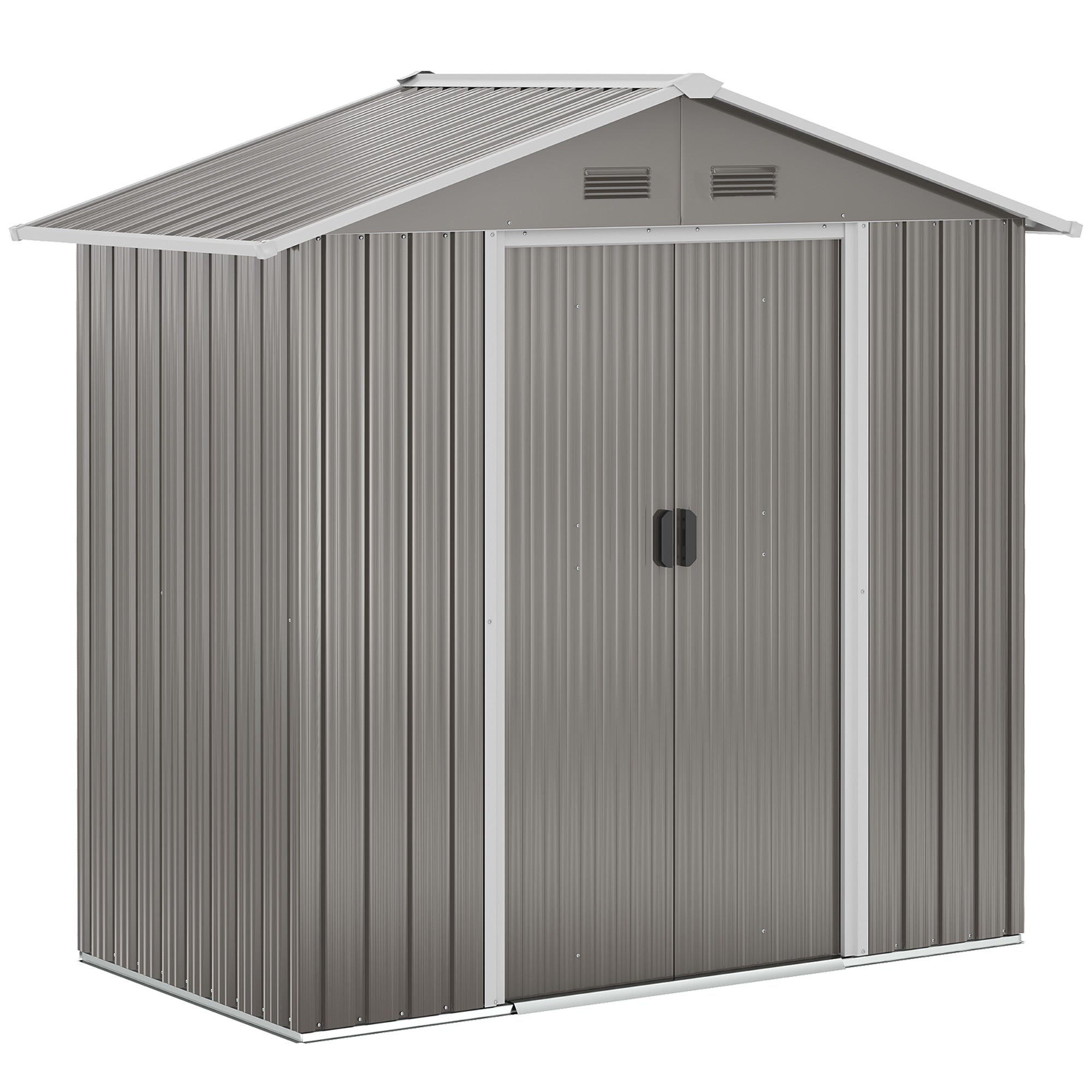 1.8m² Metal Garden Shed, Metal Tool Shed, 194 x 110 x 184 cm, Large Outdoor Storage Space with Sliding Doors and 4 Vents, Gray