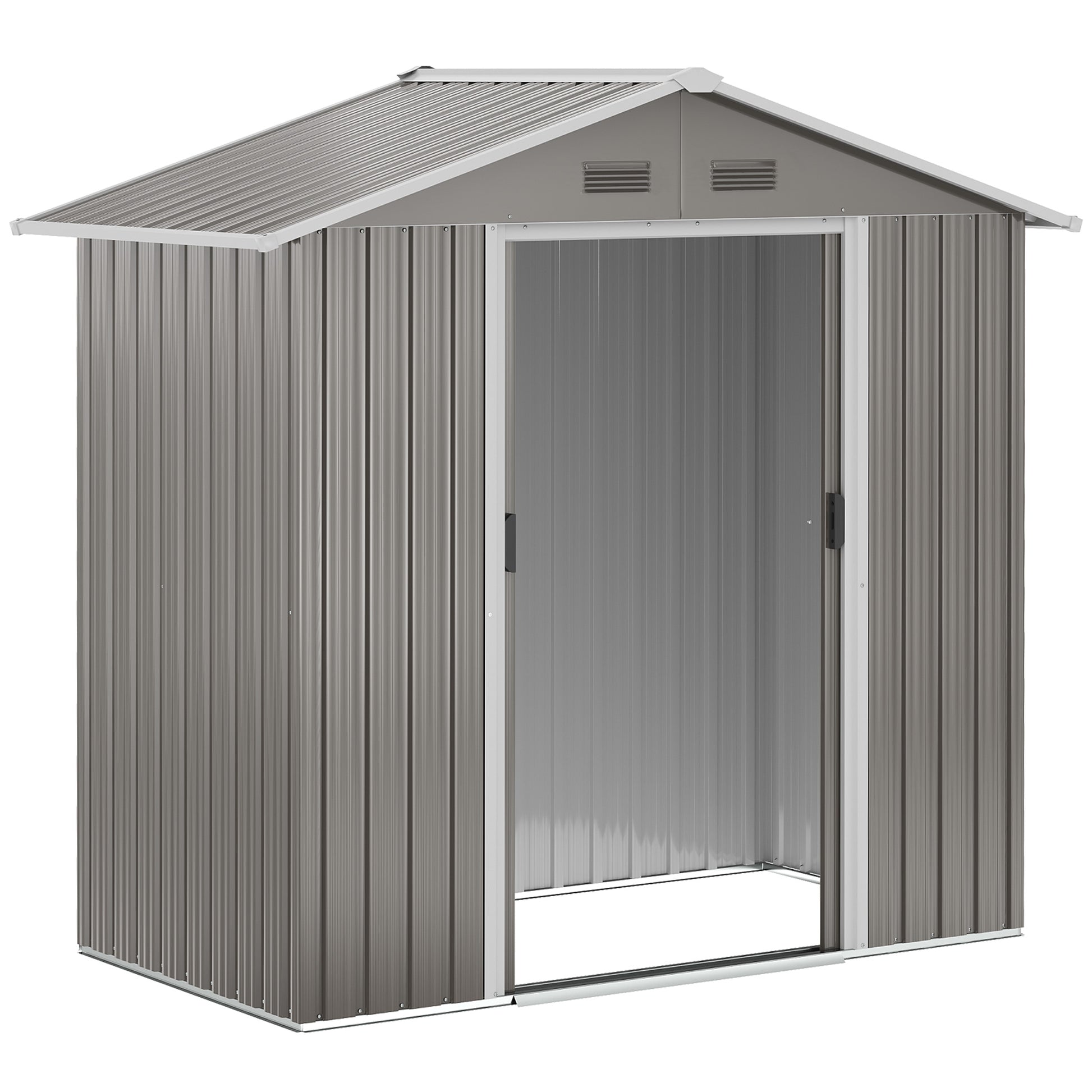 1.8m² Metal Garden Shed, Metal Tool Shed, 194 x 110 x 184 cm, Large Outdoor Storage Space with Sliding Doors and 4 Vents, Gray