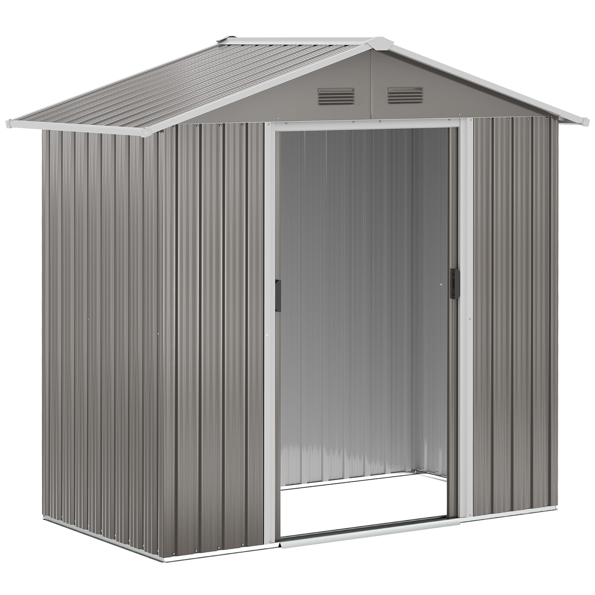 1.8m² Metal Garden Shed, Metal Tool Shed, 194 x 110 x 184 cm, Large Outdoor Storage Space with Sliding Doors and 4 Vents, Gray