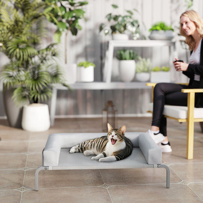 Refreshing Elevated Dog Bed with Removable Supports Portable Elevated Dog Bed for Small Dogs with Breathable Mesh Steel Frame for Indoor Outdoor 90x65x30 cm Light Gray