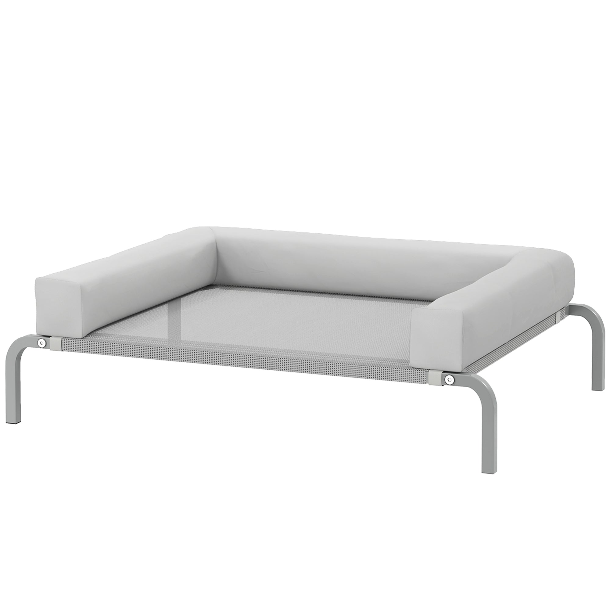 Refreshing Elevated Dog Bed with Removable Supports Portable Elevated Dog Bed for Small Dogs with Breathable Mesh Steel Frame for Indoor Outdoor 90x65x30 cm Light Gray