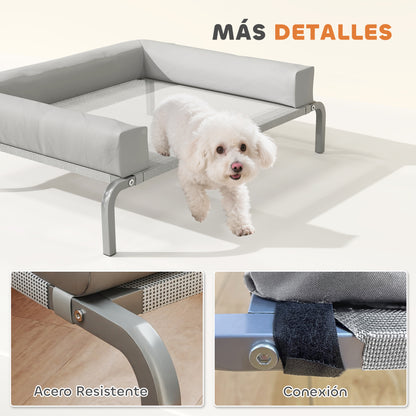 Refreshing Elevated Dog Bed with Removable Supports Portable Elevated Dog Bed for Small Dogs with Breathable Mesh Steel Frame for Indoor Outdoor 90x65x30 cm Light Gray