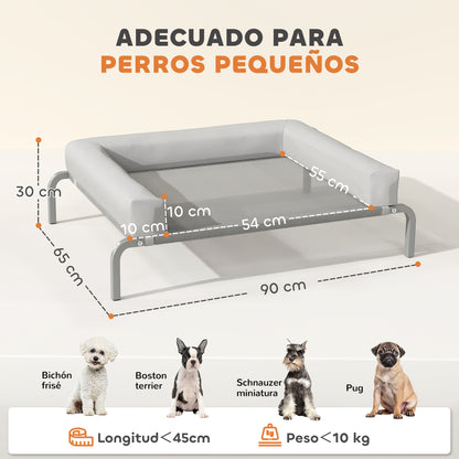 Refreshing Elevated Dog Bed with Removable Supports Portable Elevated Dog Bed for Small Dogs with Breathable Mesh Steel Frame for Indoor Outdoor 90x65x30 cm Light Gray