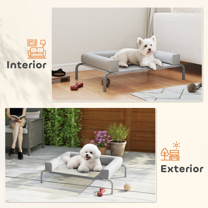 Refreshing Elevated Dog Bed with Removable Supports Portable Elevated Dog Bed for Small Dogs with Breathable Mesh Steel Frame for Indoor Outdoor 90x65x30 cm Light Gray