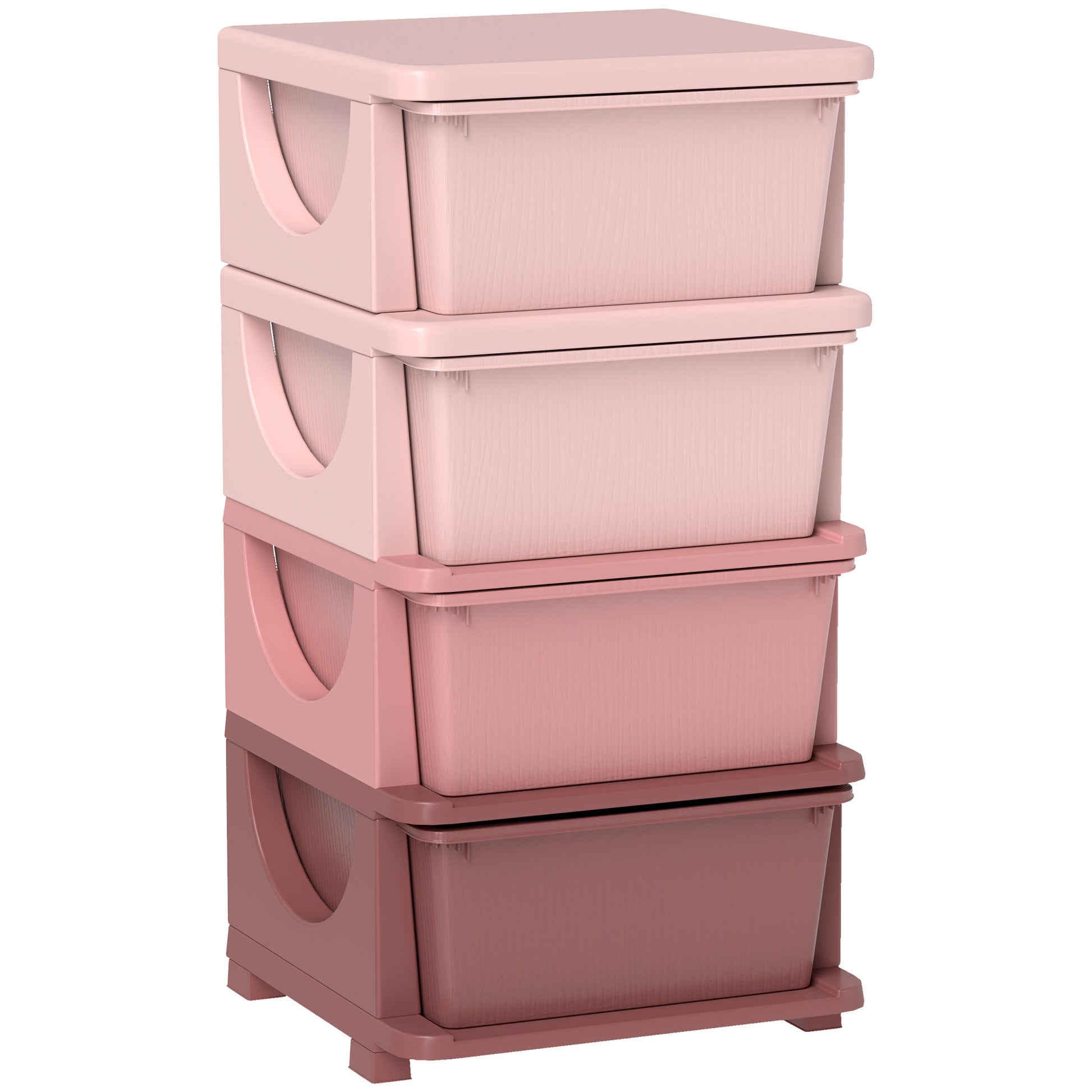 Drawer Cabinet for Kids with Storage Space Storage Boxes Toy Organizer Toy Chest Four Levels for Children's Room 3-6 Years Kids Furniture Pink 37 x 37 x 76 cm