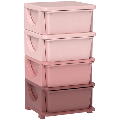 Drawer Cabinet for Kids with Storage Space Storage Boxes Toy Organizer Toy Chest Four Levels for Children's Room 3-6 Years Kids Furniture Pink 37 x 37 x 76 cm