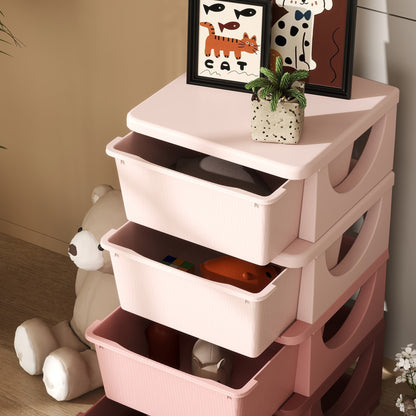 Drawer Cabinet for Kids with Storage Space Storage Boxes Toy Organizer Toy Chest Four Levels for Children's Room 3-6 Years Kids Furniture Pink 37 x 37 x 76 cm