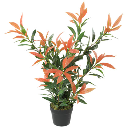Artificial Photinia 35.4 in (90 cm), 300 Leaves, Realistic-Looking Plastic Plant with Adjustable Branches — Living Room, Bedroom, Office, Garden Décor