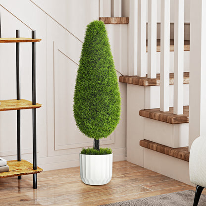 Set of 2 Artificial Cypress Trees 90 cm, Faux Tree with UV Protection, Artificial Plant, Plastic Artificial Plants in Pot, Fake Plant like real for Living Room Bedroom Garden Terrace Gift