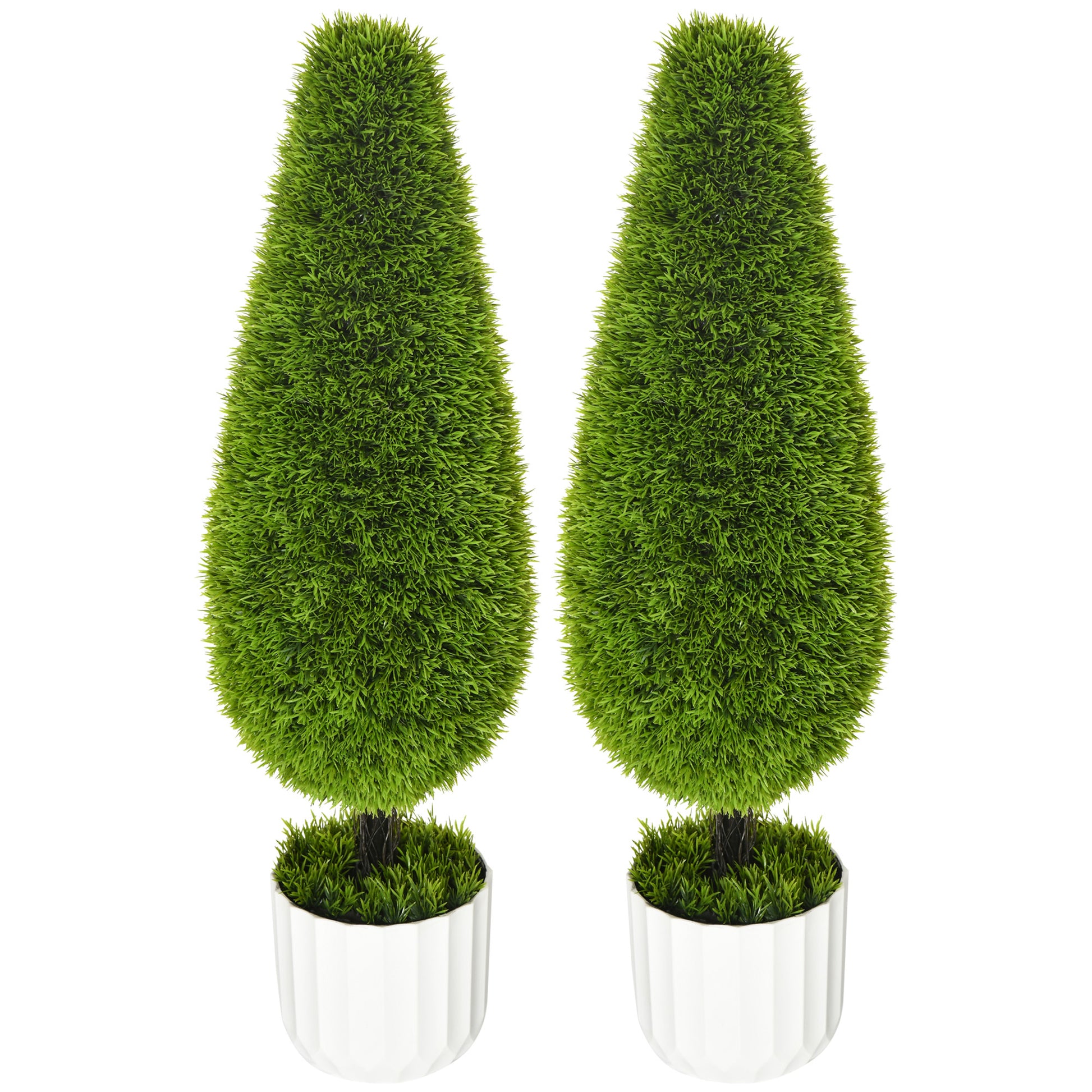 Set of 2 Artificial Cypress Trees 90 cm, Faux Tree with UV Protection, Artificial Plant, Plastic Artificial Plants in Pot, Fake Plant like real for Living Room Bedroom Garden Terrace Gift