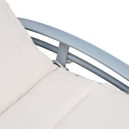 Sun Lounger Garden Lounger Garden Chair Reclining Chair Aluminium Adjustable Cream White 170 x 64 x 82 cm