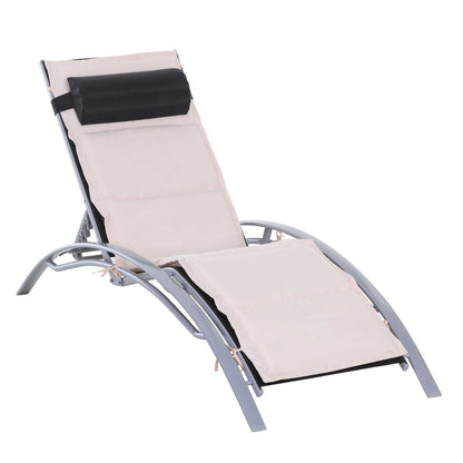 Sun Lounger Garden Lounger Garden Chair Reclining Chair Aluminium Adjustable Cream White 170 x 64 x 82 cm