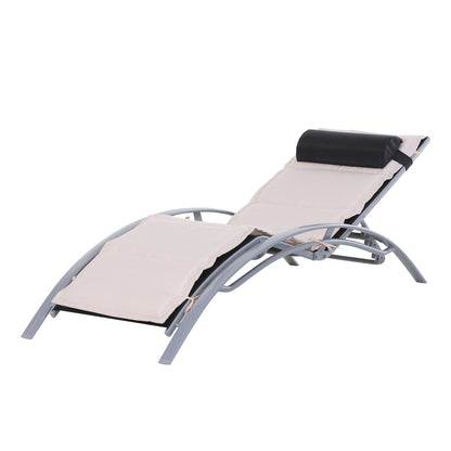 Sun Lounger Garden Lounger Garden Chair Reclining Chair Aluminium Adjustable Cream White 170 x 64 x 82 cm